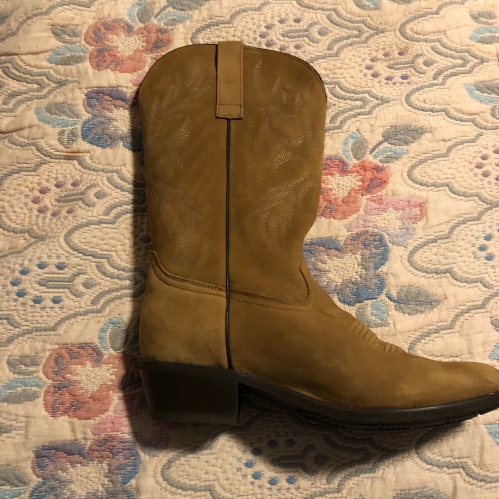 Brown cowboy boots never worn. They were the wrong size.